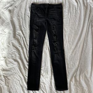American eagle black destroyed high rise jeggings